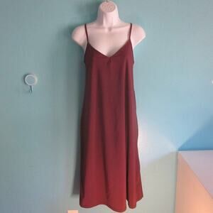 Alembika Women Dress Nylon 5 Burgundy Slip A-Line Layering Stretch L XL Maxi